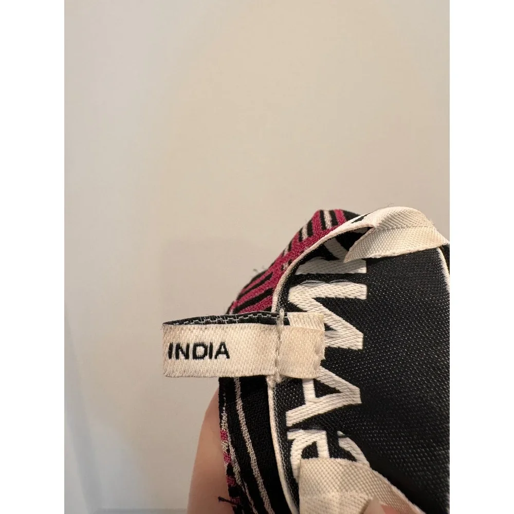 GANNI Pink Black Plaid Mock Neck Long Sleeve Midi Mod Dress Size M - Picture 9 of 13